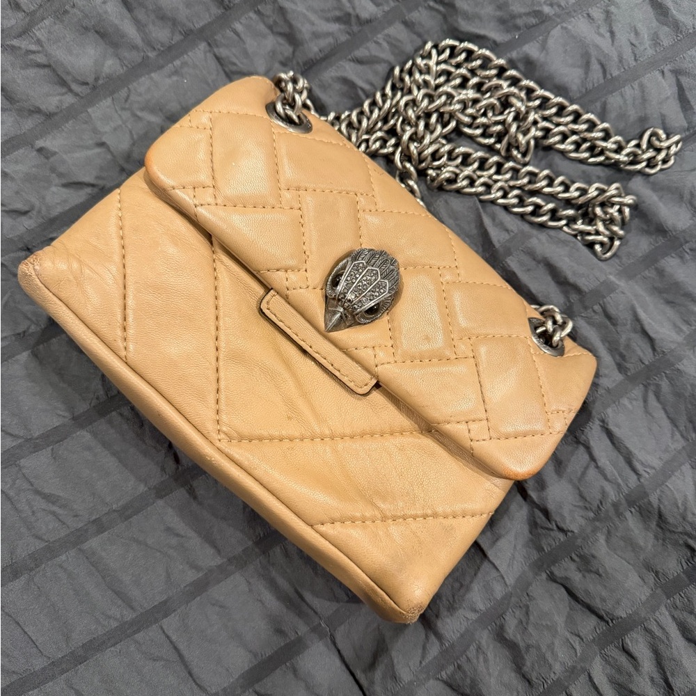 Kurt Geiger Quilted Leather Crossbody Bag in Tan